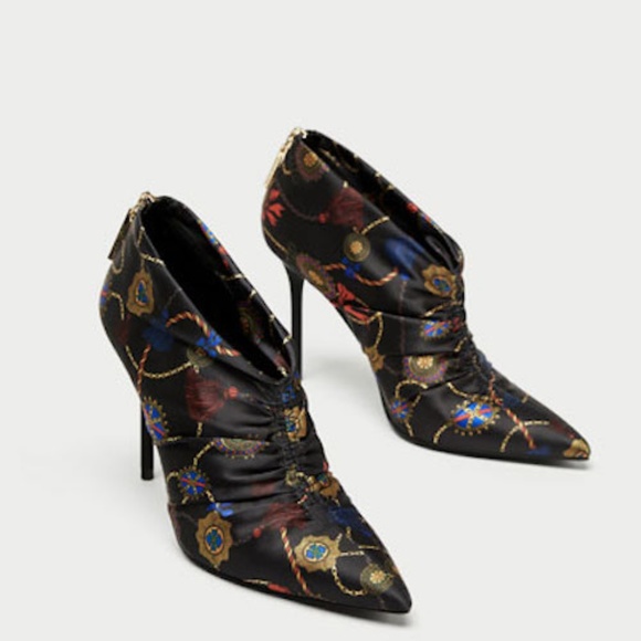 Zara Shoes - ZARA WOMAN Printed Black High Heel Ankle Boots